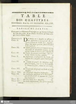 Table Des Chapitres Contenus Dans Ce Troisieme Volume