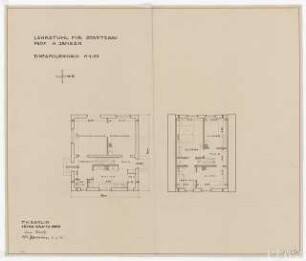Einfamilienhaus, Städtebau: Grundrisse EG und OG M 1:50