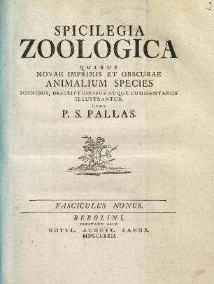 Spicilegia Zoologica : Quibus Novae Imprimis Et Obscurae Animalium Species Iconibus, Descriptionibus Atque Commentariis Illustrantur, Fasciculus Nonus