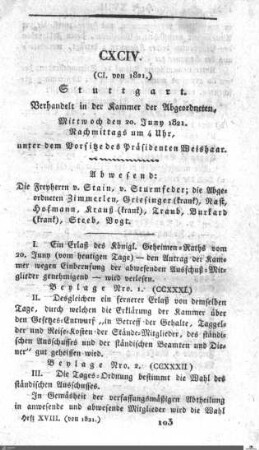 194. Sitzung, Stuttgart, 20.6.1821