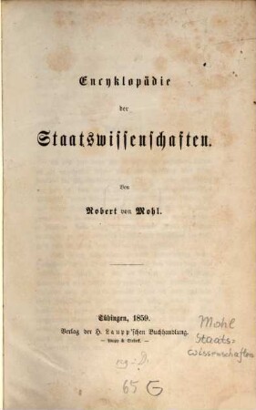 Encyklopädie der Staatswissenschaften