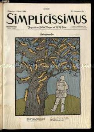 Satirische Wochenzeitschrift Simplicissimus. 23. Jahrgang 1918