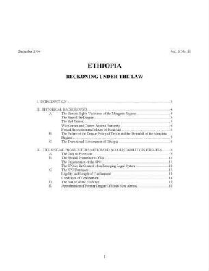 Ethiopia : reckoning under the law