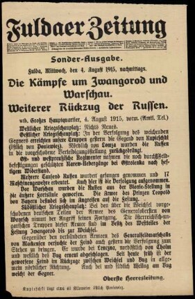 Ausgabe vom Mittwoch, den 04. August 1915.