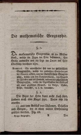Die mathematische Geographie.