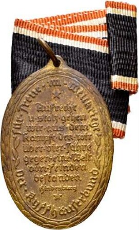 Medaille auf den Ersten Weltkrieg mit Brustbild des deutschen Kaisers Wilhelm II. sowie der Darstellung von Reichsadler und Eisernem Kreuz, 1915