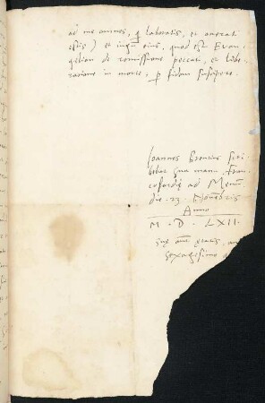 Brief von Johannes Brenz an Christian Distelmeyer