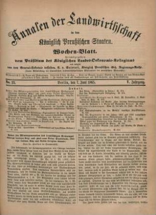 No. 23. Berlin, den 7. Juni 1865. V. Jahrgang.