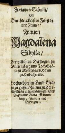 2r-9v Zueignus-Schrifft