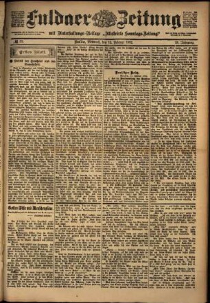 Erste Ausgabe vom Mittwoch, den 12. Februar 1902.