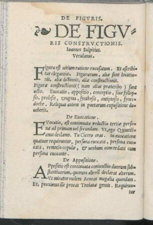 De Figvris Constrvctionis. Ioannes Sulpitius. Verulanus.