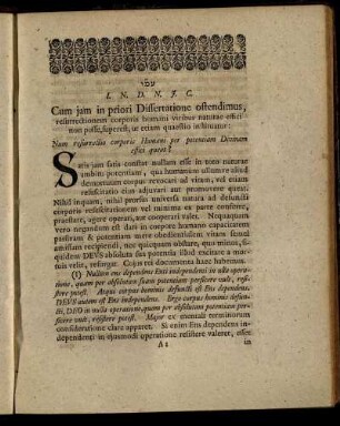 Cum jam in priori Dissertatione ostendimus, resurrectionem corporis humani viribus naturae ...