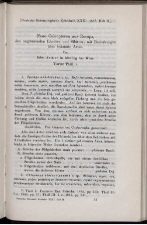 Neue Coleopteren aus Europa, den angrenzenden Ländern und Sibirien, mit Bemerkungen über bekannte Arten. Vierter Theil.
