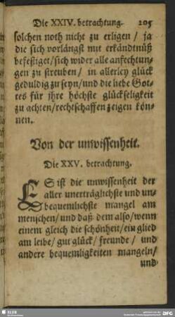 Die XXV. betrachtung. Von der unwissenheit