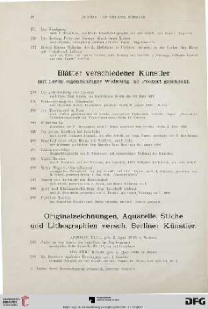 Blätter verschiedener Künstler (Nr. 278-289)