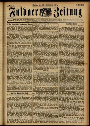 Ausgabe vom Freitag, den 18. September 1891.