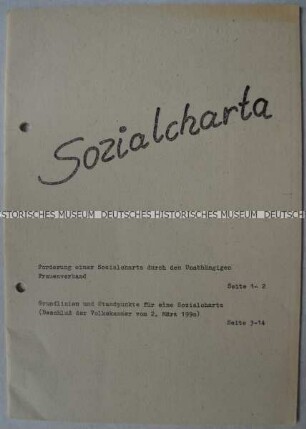 Schrift mit sozialpolitischen Forderungen des Unabhängigen Frauenverbandes der DDR