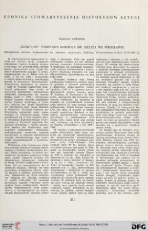 "Erekcyjny" tympanon kościoła św. Krzyża we Wrocławiu