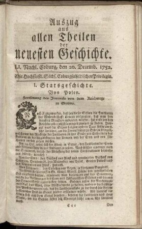 LI. Nachlese. Coburg, den 20. Decemb. 1752.