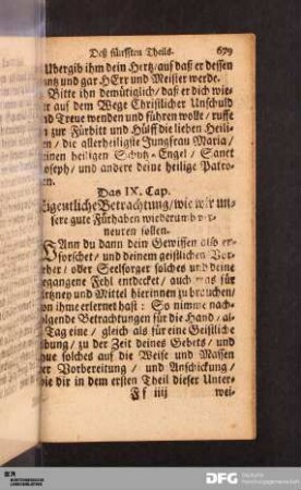 Das IX. Cap. Eigentliche Betrachtung, wie wir unsere gute Fürhaben wiederumb verneuren sollen.