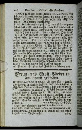 Kreutz- und Trost-Lieder in allgemeinen Trübsalen.