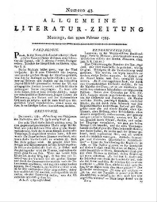 The Critical review. January 1785. Annals of literature. London 1785