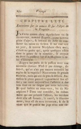 Chapitre LXXI. Entretiens sur la nature & sur l'objet de la Tragédie.