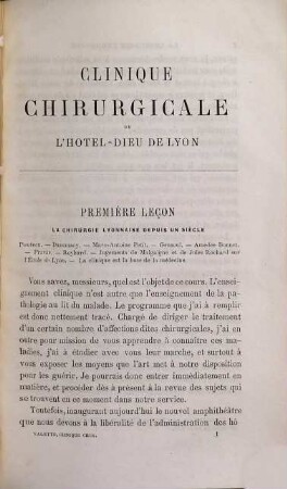 Clinqiue chirurgicale de l'H"otel Dieu de Lyon