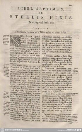 CAPUT I. De Distantia Fixarum vel à Tellure nostra vel potius à Sole.