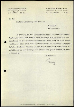 F. Matz an DAI Athen