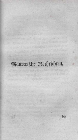 Maurerische Nachrichten.