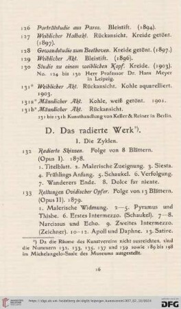 D. Das radierte Werk