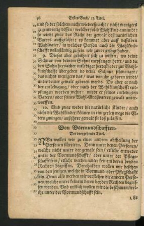 Von Vormundschafften. Der dreyzehende Titel.