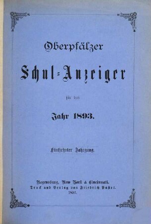 Oberpfälzer Schul-Anzeiger. 15. 1893