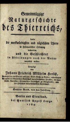 Bd. 6, Text: Gemeinnüzzige Naturgeschichte des Thierreichs. Bd. 6,Text