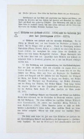 I. Wilhelm von Holland (1254 - 1256) und die kaiserlose Zeit oder das Interregnum (1256 - 1273)