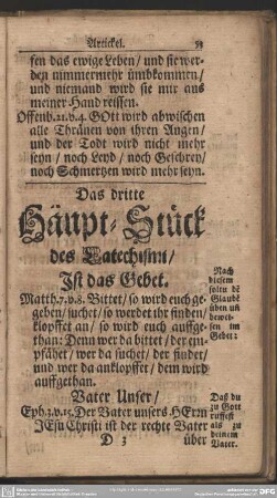 Das dritte Häupt-Stück des Catechismi, Ist das Gebet
