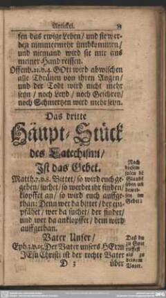 Das dritte Häupt-Stück des Catechismi, Ist das Gebet