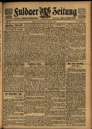 Erste Ausgabe vom Freitag, den 17. Februar 1905.