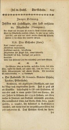 Zweyte Ordnung. Insekten mit Halbflügeln, oder halb verhärteten Flügeldecken