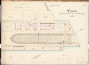 Seehafen Schinkelwettbewerb 1898: Trockendock mit Nebenanlagen. Lageplan 1:500