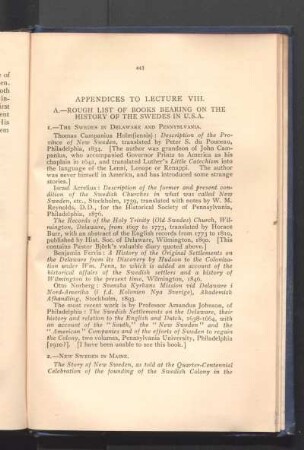 Appendices To Lecture VIII.
