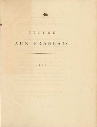 Épitre Aux Français