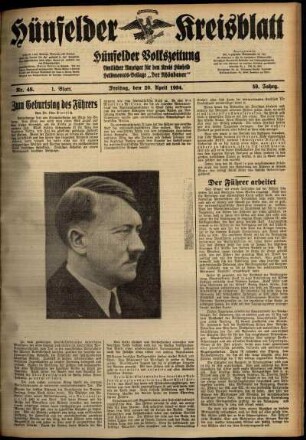 Erste Ausgabe vom Freitag, den 20. April 1934.