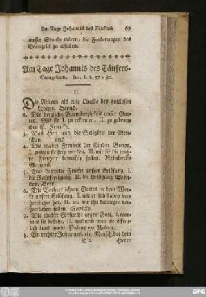 Am Tage Johannis des Täufers. Evangelium, Luc. 1. v. 57 - 80.