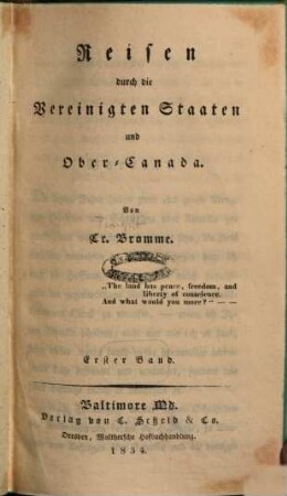 Reisen durch die Vereinigten Staaten und Ober-Canada, 1