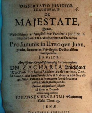 Diss. iur. inaug. de maiestate