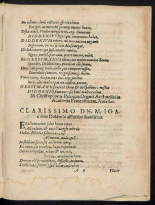 Clarissimo Dn. M. Ioachimo Diddenio affini suo suavissimo.