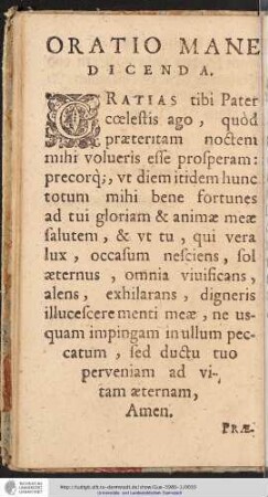 ORATIO MANE DICENDA.