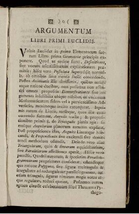 Argumentum Libri Primi Euclidis.